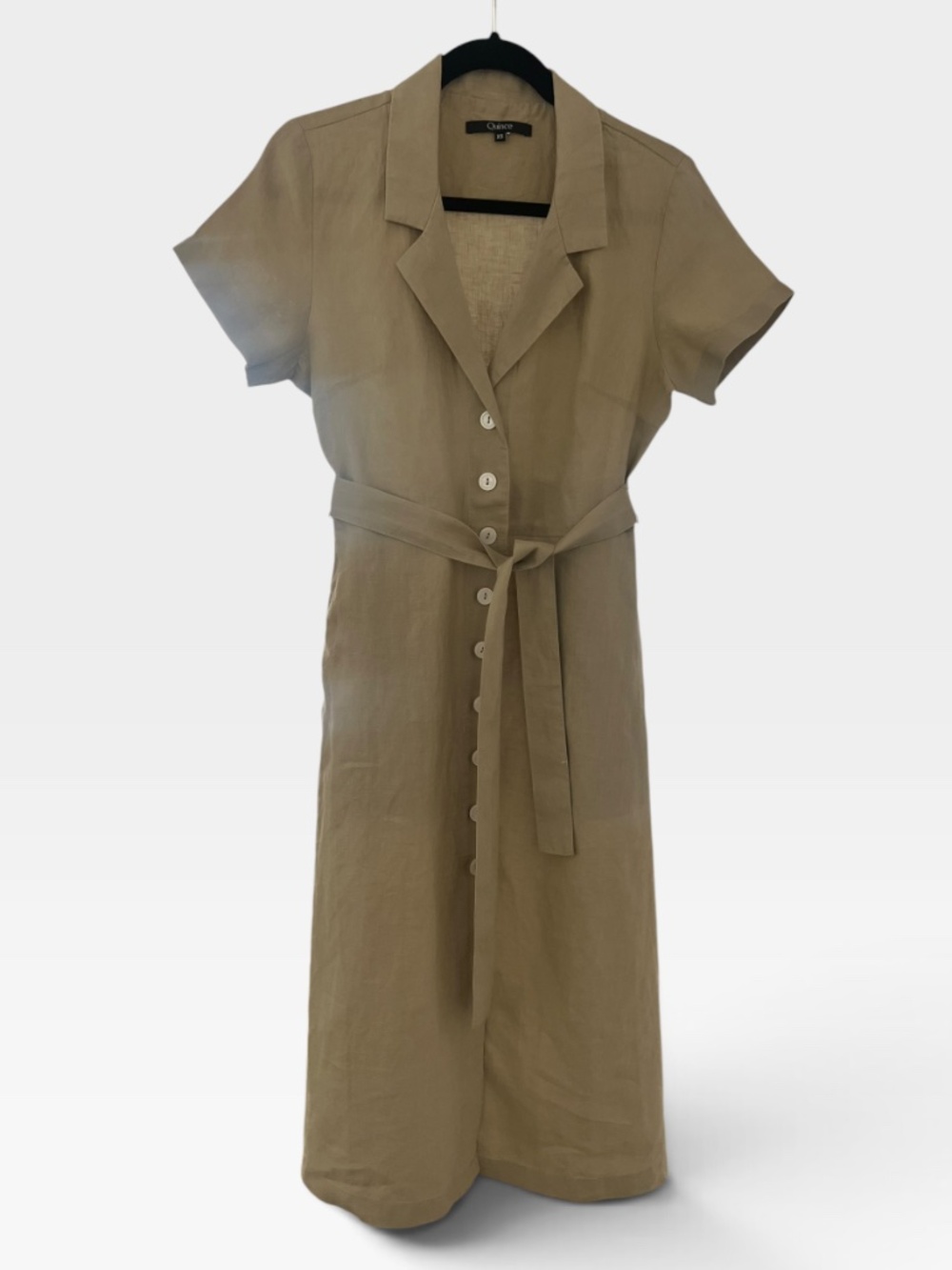 Quince Organic Linen Belted Shirtdress Coastal Grandmother (XS)